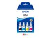Epson 664 - Paquete de 4 - negro, amarillo, cián, magenta - original - recarga de tinta - para Epson L380, L395, L495; EcoTank ET-2650, L1455, L656; EcoTank ITS L3050, L3060, L3070