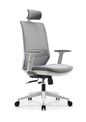 Fauteuil de bureau TECSY - accoudoirs réglables - Appui-tête réglable - base blanche - gris
