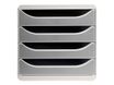 Exacompta BigBox - Module de classement 4 tiroirs - gris/gris