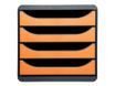 Exacompta BigBox - Module de classement 4 tiroirs - gris/orange