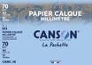 Canson - Pochette papier à dessin calque millimétré - 12 feuilles - A4 - 70/75G