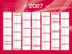 Quo Vadis - Calendrier mural - Français - Classic - Rouge - 14 mois de décembre à janvier - 55x40,5 cm - Papier Clairefontaine blanc - Fabrication française
