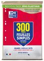 Oxford - feuilles simples A4 - 300 pages sous film - grands carreaux (Seyes) - perforées