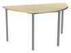 Table de réunion Demi-lune - 120 x 60 cm - Pieds carrés aluminium - imitation érable