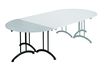 Table de réunion pliante - demi-ronde - L140 x H74 x P70 cm - gris/noir