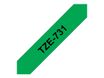Brother TZe731 - Ruban d'étiquettes auto-adhésives - 1 rouleau (12 mm x 8 m) - fond vert écriture noire