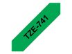 Brother TZe741 - Ruban d'étiquettes auto-adhésives - 1 rouleau (18 mm x 8 m) - fond vert écriture noire