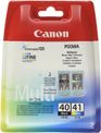 Canon PG-40 / CL-41 Multi Pack - Paquete de 2 - negro, color (cian, magenta, amarillo) - original - depósito de tinta - para PIXMA iP1800, iP1900, iP2500, iP2600, MP140, MP190, MP210, MP220, MP470, MX300, MX310