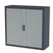 Armoire mi-haute à rideaux EASY OFFICE - 110 x 104 x 41,5 cm - Corps et poignée anthracite - Rideaux gris