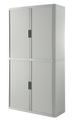 Armoire haute à rideaux EASY OFFICE - 110 x 204 x 41,5 cm - Corps et rideaux gris - Poignée anthracite