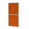 Armoire haute à rideaux EASY OFFICE - 110 x 204 x 41,5 cm - Corps et poignée blanc - Rideaux orange