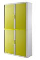 Armoire haute à rideaux EASY OFFICE - 110 x 204 x 41,5 cm - Corps blanc - Rideaux et poignée vert