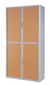 Armoire haute à rideaux EASY OFFICE - 110 x 204 x 41,5 cm - Corps et poignée gris - Rideaux imitation hêtre