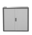 Armoire mi-haute à rideaux EASY OFFICE - 110 x 104 x 41,5 cm - Corps et poignée anthracite - Rideaux gris