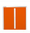 Armoire mi-haute à rideaux EASY OFFICE - 110 x 104 x 41,5 cm - Corps et poignée blanc - Rideaux orange