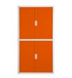 Armoire haute à rideaux EASY OFFICE - 110 x 204 x 41,5 cm - Corps et poignée blanc - Rideaux orange