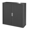 Armoire haute à rideaux EASY OFFICE - 110 x 204 x 41,5 cm - Corps et rideaux anthracite - Poignée grise