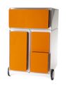 Caisson de bureau mobile EASYBOX - 4 tiroirs mixtes - Orange