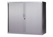 Armoire basse à rideaux - L120  x H105 x P43 cm - 2 tablettes - silver