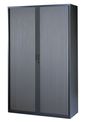 Armoire haute à rideaux - L120  x H198 x P43 cm - 4 tablettes - anthracite
