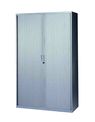 Armoire haute à rideaux - L120  x H198 x P43 cm - 4 tablettes - silver