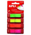 APLI Zig-zag - Banderas de índice con dispensador - 12 x 45 mm - 160 hojas (4 x 40) - verde fluorescente, amarillo fluorescente, naranje fluorescente, rosa fluorescente