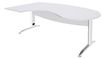 Bureau compact manager retour à gauche IDRA - 200 cm - pieds blanc - Blanc perle (pied de renfort obligatoire à rajouter - non inclus)