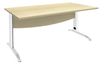 Bureau droit IDRA - L160 cm - Pieds blanc - plateau imitation Erable
