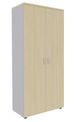 Armoire haute IDRA/DUAL - H180 x L80 x P47 - 2 portes - Corps alu - Portes et dessus imitation Erable