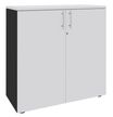Armoire mi-haute IDRA/DUAL - L80 x H102 x P47 - 2 portes - 2 tablettes métal DS - Corps anthracite - Portes et dessus Blanc perle