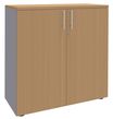 Armoire mi-haute IDRA/DUAL -  L80 x H102 x P47 - 2 portes - 2 tablettes métal DS - Corps alu - Portes et dessus Hêtre
