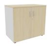 Armoire basse IDRA/DUAL - H72 x L80 x P47 - 2 portes - Corps blanc - Dessus et portes imitation Erable