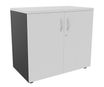 Armoire basse IDRA/DUAL - H72 x L80 x P47 - 2 portes - Corps anthracite - Dessus et portes Blanc perle