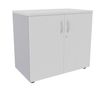 Armoire basse IDRA/DUAL - H72 x L80 x P47 - 2 portes - Corps alu - Dessus et portes Blanc perle