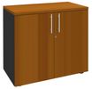 Armoire basse IDRA/DUAL - H72 x L80 x P47 - 2 portes - Corps anthracite - Dessus et portes imitation Merisier