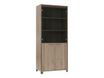 Armoire haute MAMBO - L80 x H187 x P46 - 2 portes vitrées, 2 portes pleines - Chêne/chocolat