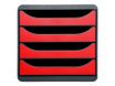 Exacompta BigBox - Module de classement 4 tiroirs - noir/rouge carmin