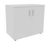 Armoire basse INEO/LEVEL/STEELY/WOODY - H72 x L80 x P47 - Corps blanc - Dessus et Portes Blanc perle
