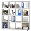 Bibliothèque haute CUBIC - L160 x H163 x P30 cm - 16 Cases - Blanc perle