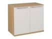 Armoire mi-haute SLIVER - L80 x H75 x P45 - 2 portes - Chêne fil et blanc