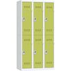 Vestiaire multicases - 3 colonnes - 6 portes - 180 x 120 x 50 cm - gris/anis
