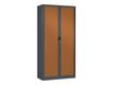 Armoire haute monobloc Class 900 - 180 x 90 x 43 cm - corps anthracite - rideaux imitation merisier