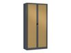 Armoire haute monobloc Class 900 - 180 x 90 x 43 cm - corps anthracite - rideaux imitation hêtre