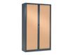 Armoire haute monobloc à rideaux GENERIC - 198 x 120 x 43 cm - corps anthracite - rideaux imitation hêtre
