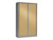 Armoire haute monobloc à rideaux GENERIC - 198 x 120 x 43 cm - corps aluminium - rideaux imitation chêne clair