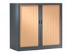 Armoire mi-haute monobloc à rideaux GENERIC - 100 x 120 x 43 cm - anthracite/imitation hêtre