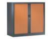 Armoire mi-haute monobloc à rideaux GENERIC - 100 x 120 x 43 cm - anthracite/imitation merisier