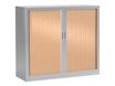 Armoire mi-haute monobloc à rideaux GENERIC - 100 x 120 x 43 cm - aluminium/imitation hêtre