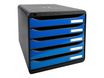 Exacompta BigBox Plus - Module de classement 5 tiroirs - noir/bleu glacé