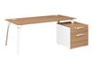 Bureau XENON avec bloc de rangement 2 tiroirs - 190 cm - Pieds métal - Merisier italien